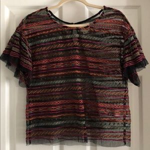 Anthropologie Colorful Sheer Blouse